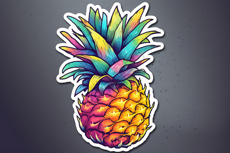 可爱的菠萝贴纸插图图片