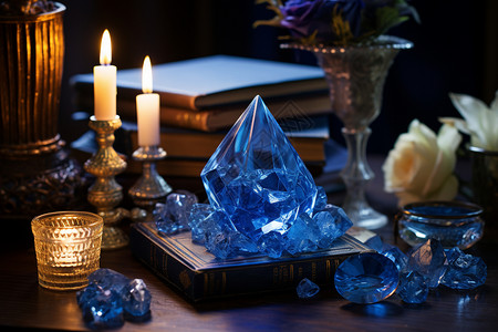 创意美感的蓝色水晶簇图片