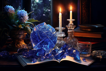神奇的蓝色水晶簇背景图片