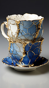 精美浮雕的陶瓷茶杯图片