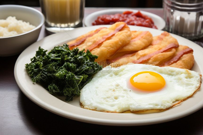 营养丰富的煎蛋早餐图片