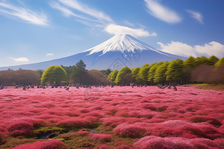 富士山下的美丽景观图片