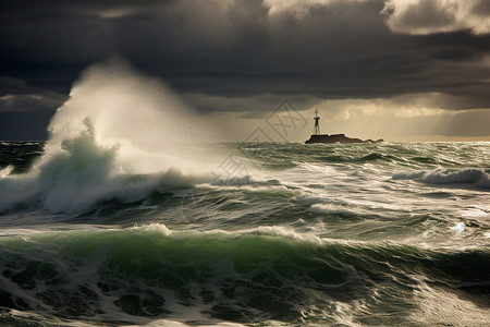 风暴天气的海洋景观海浪高清图片素材