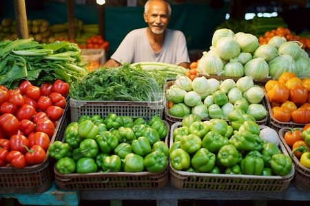 卖蔬菜的老人高清图片