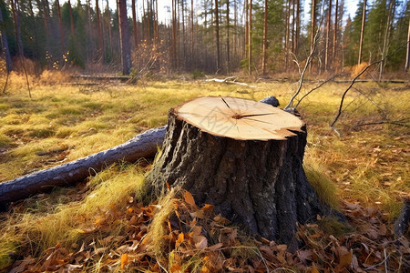 砍断的森林树木树桩高清图片素材