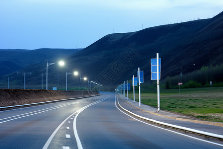 生态资源夜晚平坦的公路背景