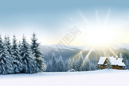 雪覆盖的自然景色背景图片