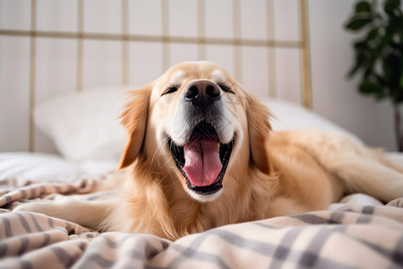 吐舌头微笑的金毛犬图片
