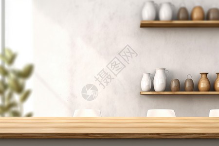 现代产品演示的木桌展位背景图片