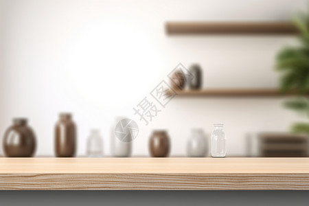 产品演示的木桌展位背景图片