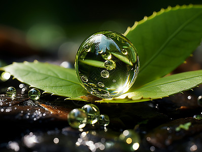 水滴在叶子上背景图片