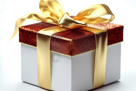 金黄丝带礼物盒子背景
