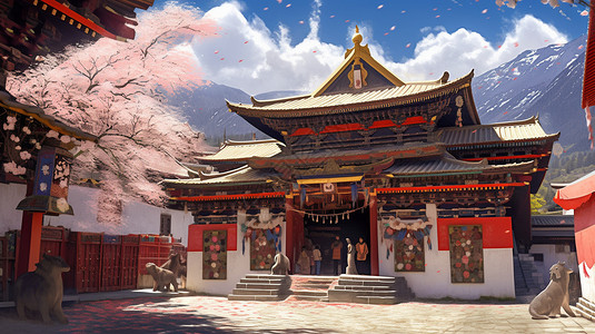 藏式建筑背景图片