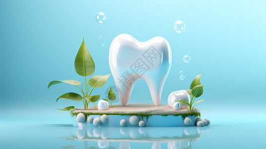 牙齿口腔海报健康的牙齿模型插画