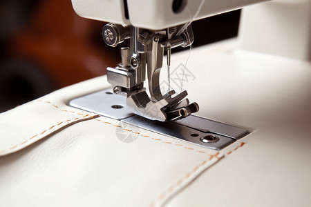 家庭缝纫机缝制的织物图片