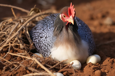 孵鸡蛋的母鸡图片