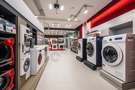 商场中的全自动洗衣机卖场高清图片素材