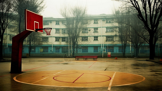 板球场校园内的篮球场背景