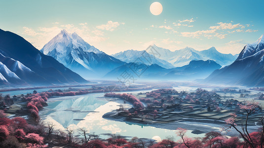 美丽的西藏景观背景图片
