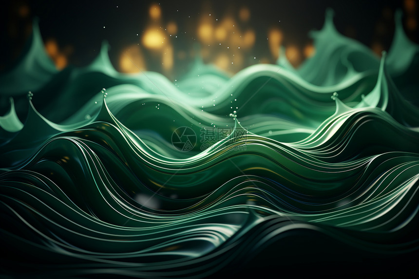 梦幻的绿色波浪壁纸图片