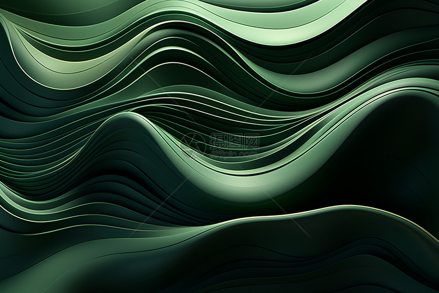 绿色的波浪流体壁纸图片