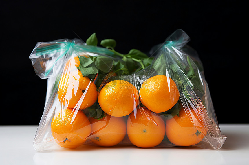 塑料袋里的橘子图片