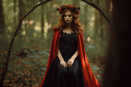 向往魔法森林森林中的魔法少女背景
