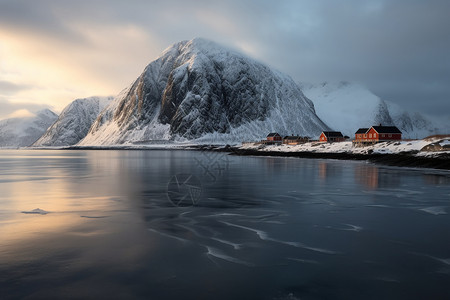 美丽的北极山脉冰川景观图片