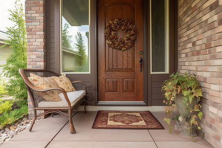 入户门门口的休闲椅背景图片