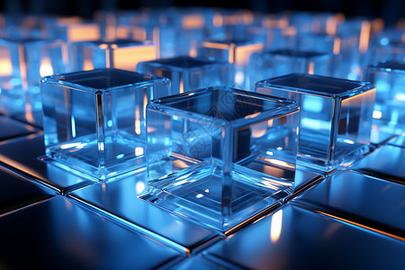 玻璃块抽象正方形透明几何块设计图片