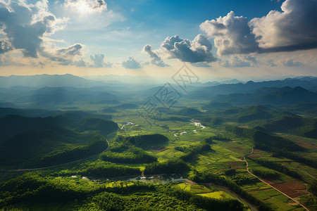 航拍丛林航拍乡村风景背景