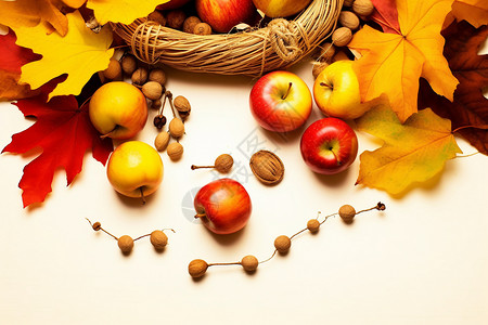 秋天的苹果背景图片