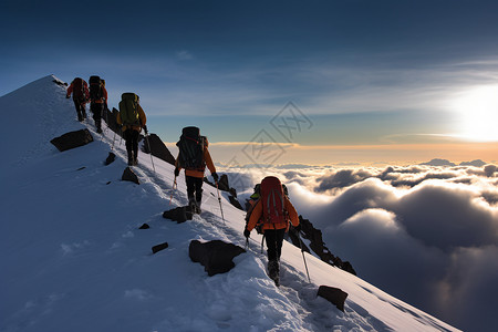 雪山攀登者冬天攀登者高清图片