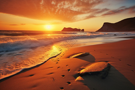 日落大海的风景图片