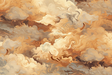 云纹纹理和米色的云彩插画