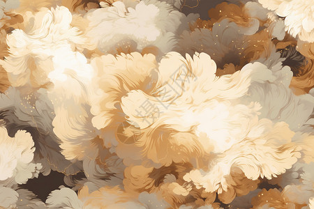 菊花纹理金色和米色云彩插画