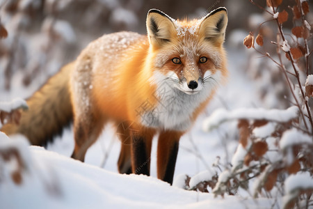 冬季可爱的红狐狸图片