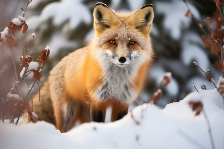 冬季可爱狐狸图片