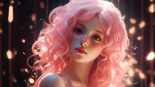 美丽的粉色头发女性图片