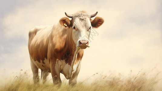 内蒙大草原的牛有趣的奶牛插画