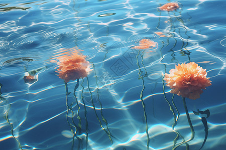 水中漂浮的花朵图片