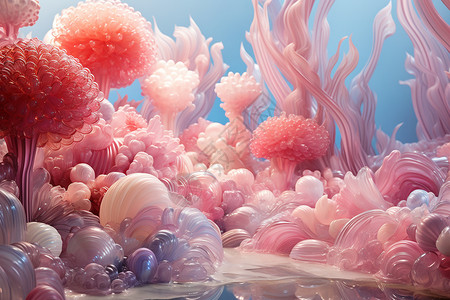 塑料彩色美丽的深海插画