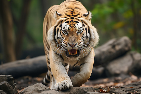 非法捕猎正在捕猎的西伯利亚虎背景