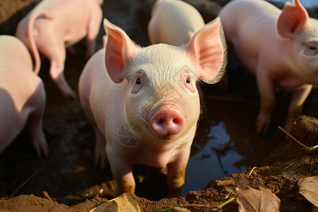 养殖场中养殖的猪崽图片