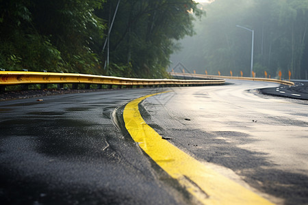 山间湿滑的公路背景图片