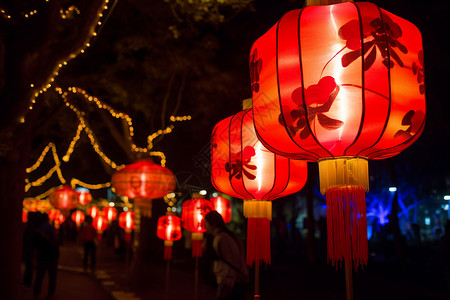 传统元宵节的庆祝场景图片