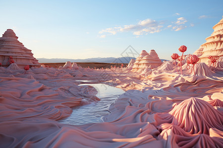 中砂石创意美感的粉色沙漠设计图片
