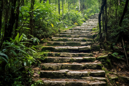 石梯丛林的路径背景