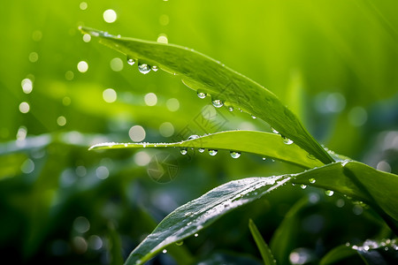 二十四节气春分叶子上的雨滴背景