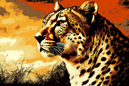 猎豹动物插画背景图片